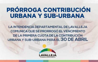 05.04.2019 Vencimiento de la primera cuota de Contribución se postergó para fin de mes