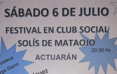 28.05.2019 Festival en Club Social Solís de Mataojo programado para el 6 de julio 28.05.2019 Festival en Club Social Solís de Mataojo programado para el 6 de julio