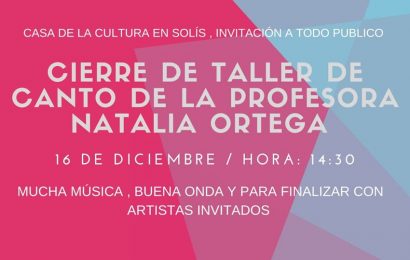13.12.2019 Cierre de taller de Canto de la Profesora Natalia Ortega será el 16 de diciembre 13.12.2019 Cierre de taller de Canto de la Profesora Natalia Ortega será el 16 de diciembre