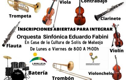 28.01.2020 Inscripciones abiertas para integrar la Orquesta Sinfónica Eduardo Fabini 28.01.2020 Inscripciones abiertas para integrar la Orquesta Sinfónica Eduardo Fabini