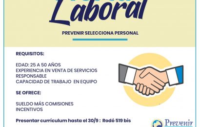 27.09.2021 Prevenir se encuentra seleccionando personal